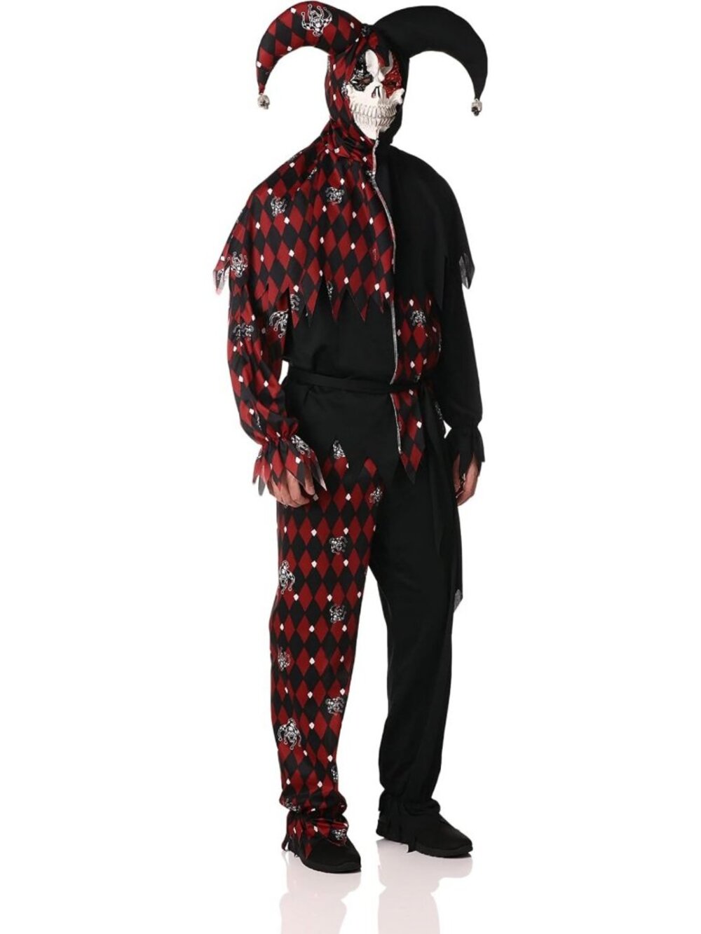 Men's Sinister Jester Costume for Mardi Gras, Carnival & Halloween Festivities